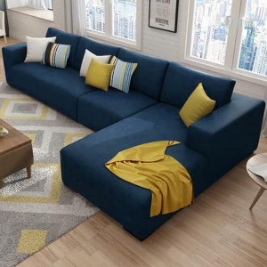 Minta 6 Seater Fabric RHS Sectional L Shape Sofa Set (Blue)