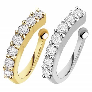 Clip on Nosepin Without Piercing Pressing Type Nose rings Stud for Women - Combo 2pcs Gold & Silver