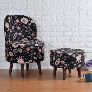 Ottoman Pouffes Sitting Muddha Pouf Stool Sofa Chair for Living Room, Puffy Chair for Dressing Table, Printed Chair for Bedroom Home Decor, Chairs and Stools, Pack of 2, Black