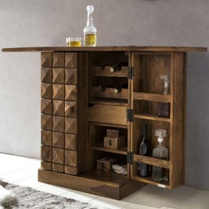 Cabinet Units || Bar Cabinet for Home || Home Bar Furniture || Wood Bar Cabinet with Storage || Wooden Bar Cabinet for Living Room || Wine Rack with Drawer || Walnut Brown Finish