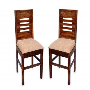 Handicraft Wooden Dining Chairs Only | Wooden Dinning Chairs With Cushion | Dining Room Furniture | Sheesham Wood, Set Of 2, Natural Brown