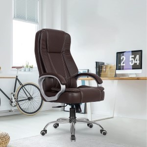 Green Soul® Vienna Premium Leatherette Office Chair, High Back Ergonomic Home Office Executive Chair with Spacious Cushion Seat & Heavy Duty Metal Base (Brown)