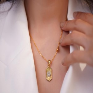 Necklace 23k Gold Plated Pendant with Chain for Women